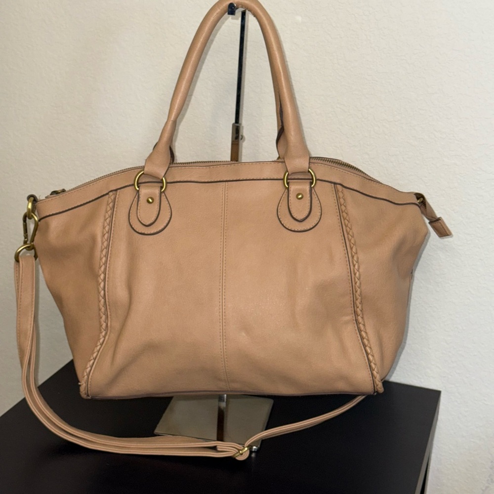 Merona-Tan Leather Tote Bag